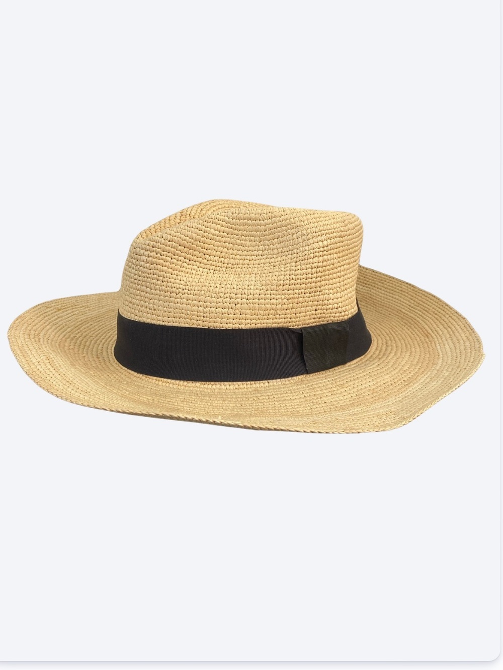 Cuyana Straw Panama Hat with Black Ribbon Band Size 57
